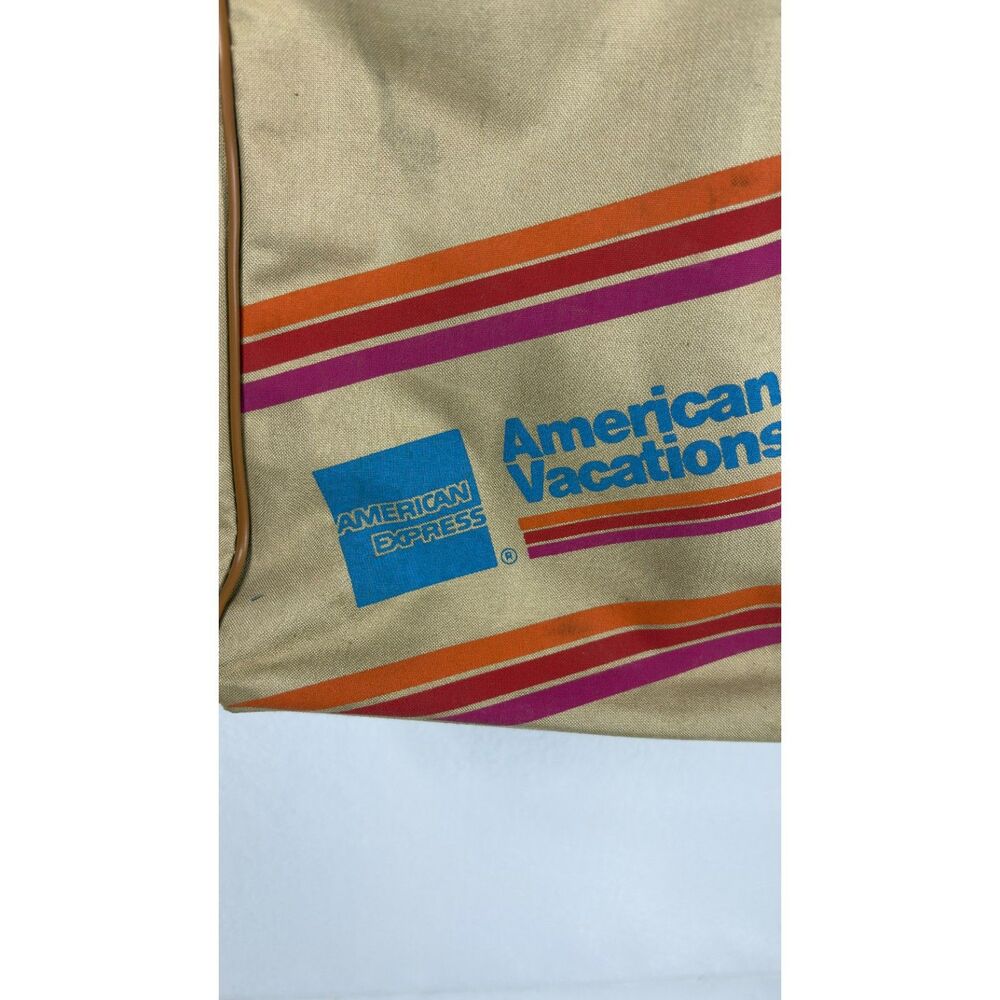 American Express Vacations Brown Vintage Travel Carry On Shoulder Bag - Picture 7 of 11